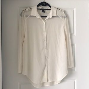 H&M Button-Down Blouse w/Embellished Shoulders